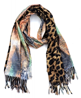Python Snake Skin Leopard Scarf LP804W GREEN